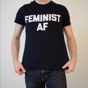 Black T-Shirt "Feminist AF" Medium